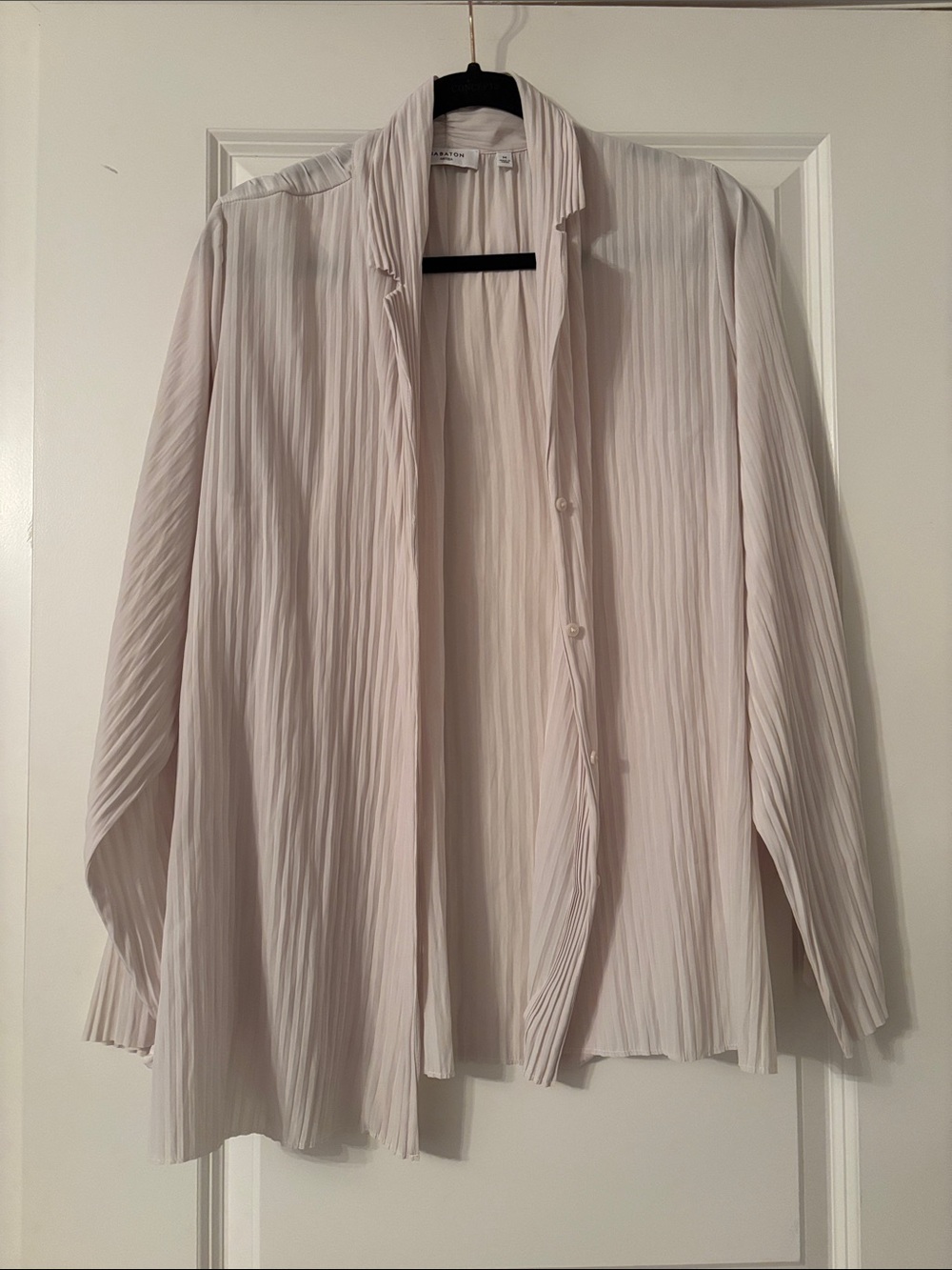 Babaton Pale Pink Pleated Button-Down Shirt